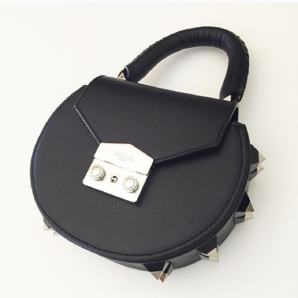 Salar black leather studded bag